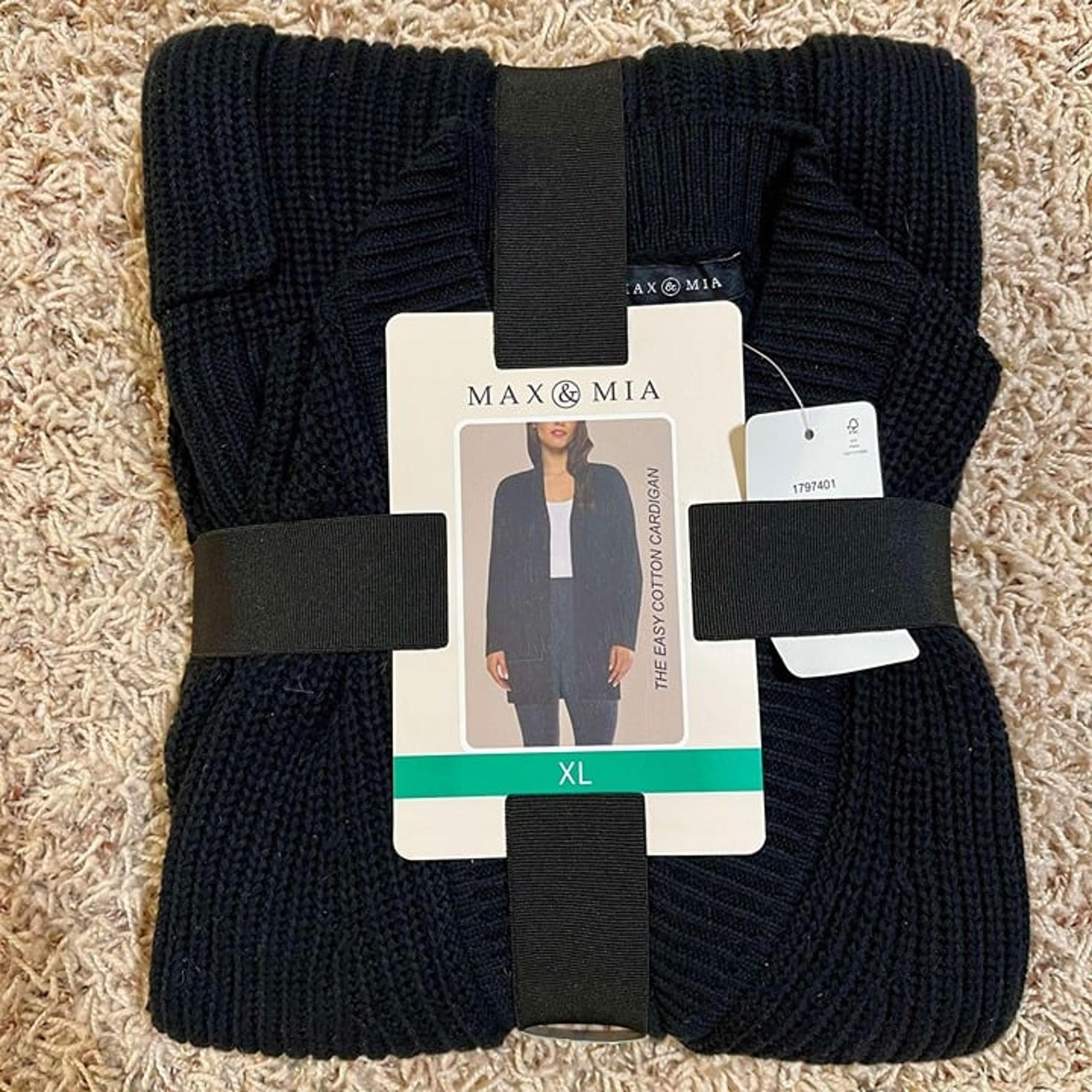 Max & Mia Women’s Long Sleeve Cotton Cardigan Black, Size XL (New)