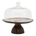 Mango Wood Cake Stand with Glass Dome Lid