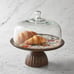 Mango Wood Cake Stand with Glass Dome Lid