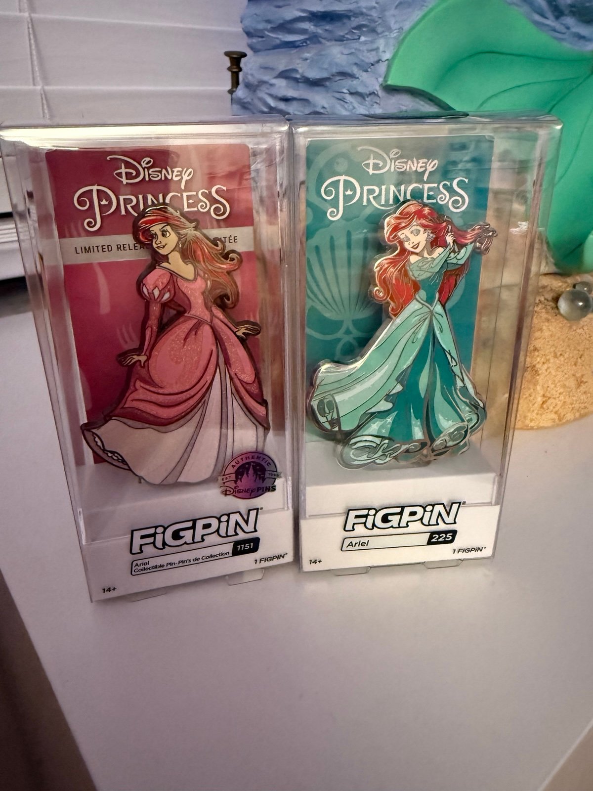 Set of 2 Little Mermaid Ariel Fig Pins