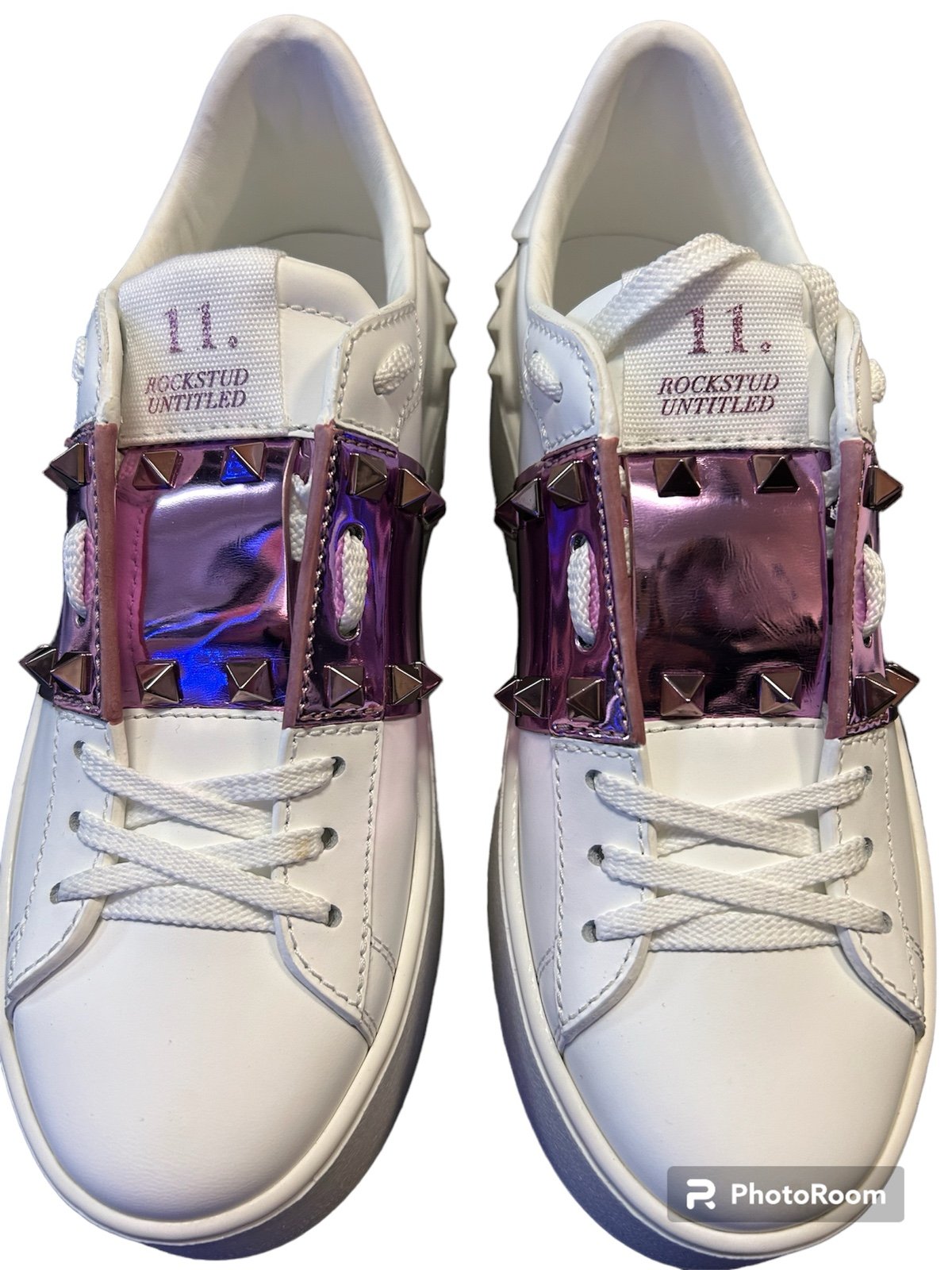 Valentino Garavani Platform Rockstud Sneakers With Mirror Effect NEW