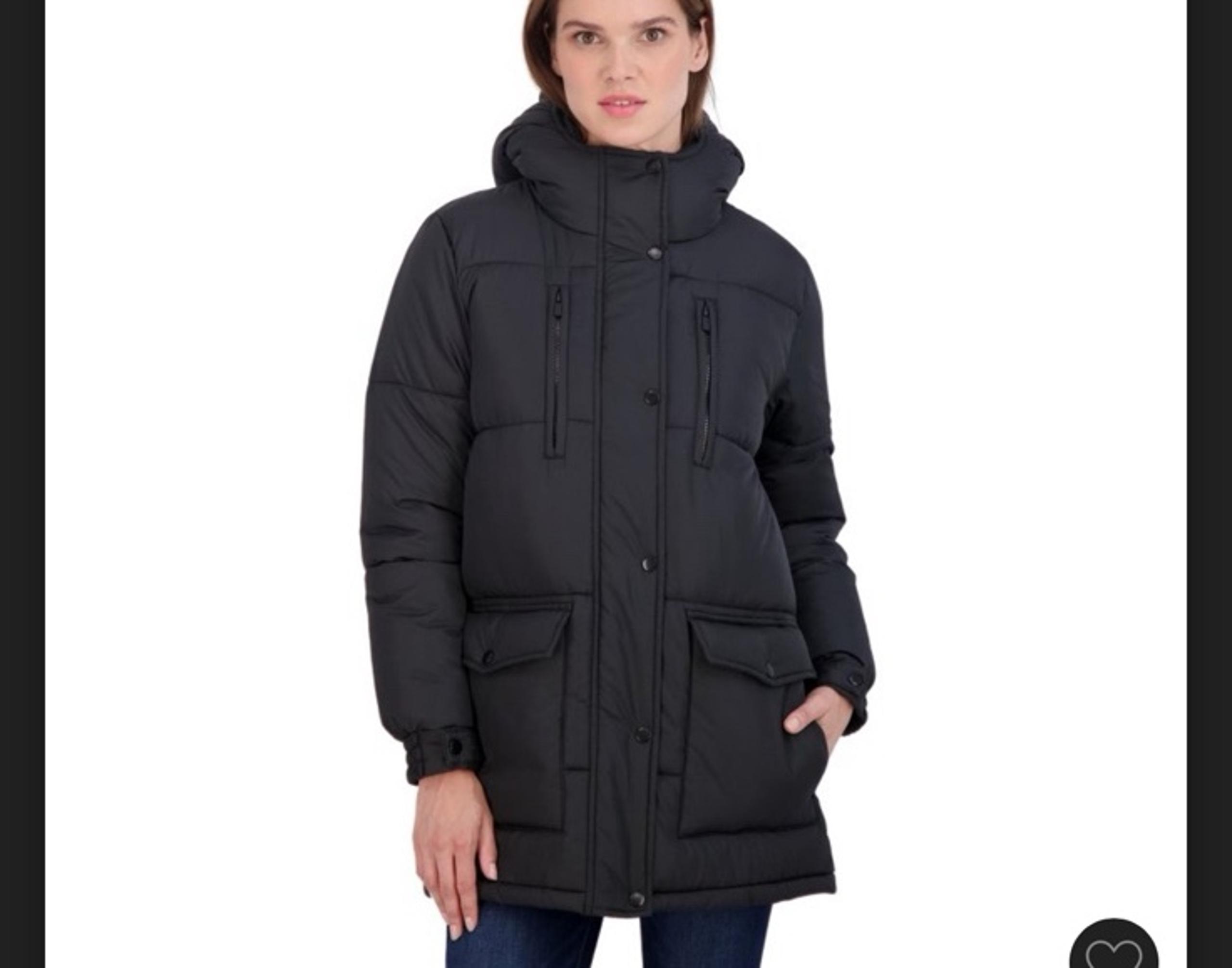 NEW WOMEN'S  BLACK Winter Puffer Parka Coat - S.E.B. By SEBBY S M REG $70