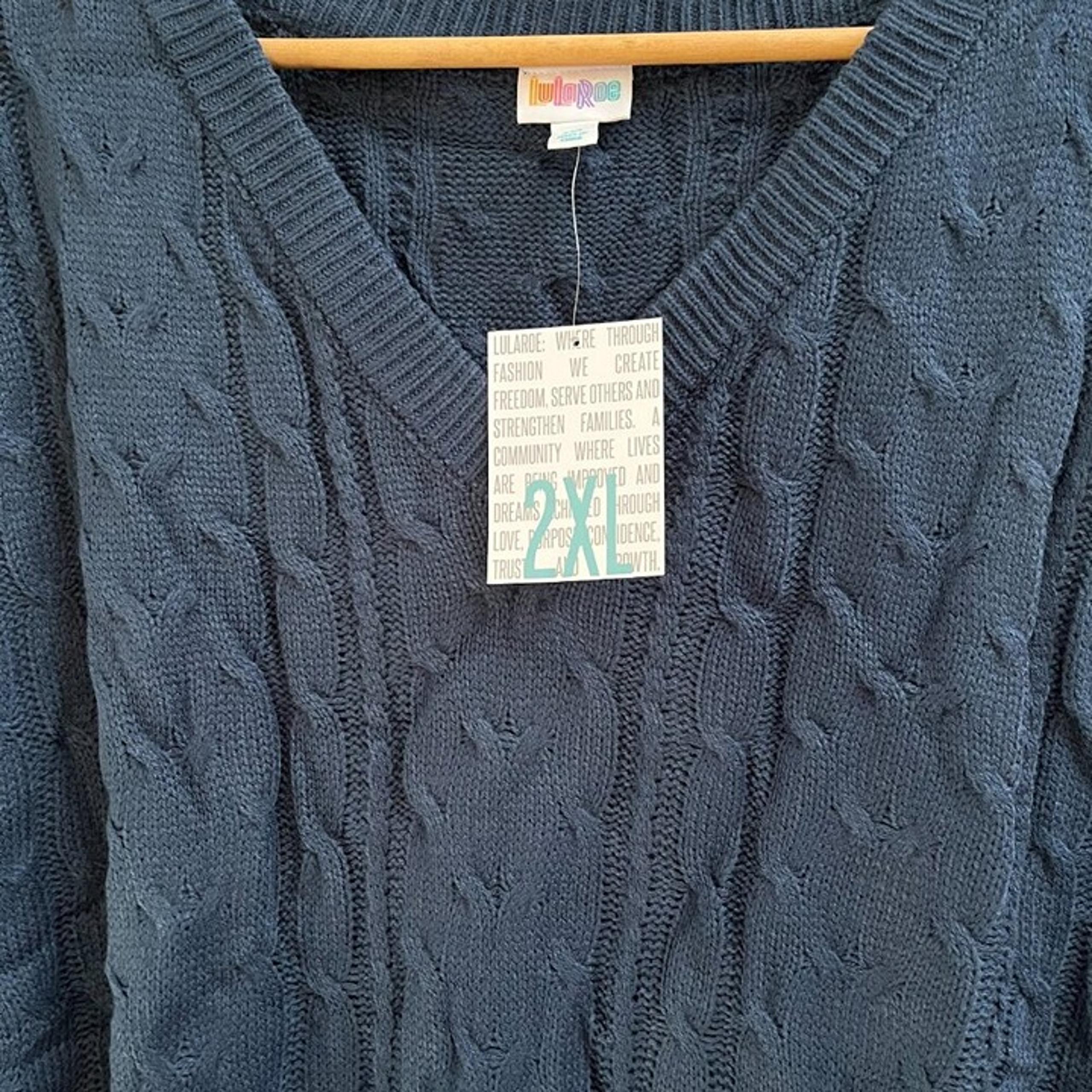 LulaRoe Nadia V-Neck Sleeveless Sweater Vest in Dark Blue Size 2XL