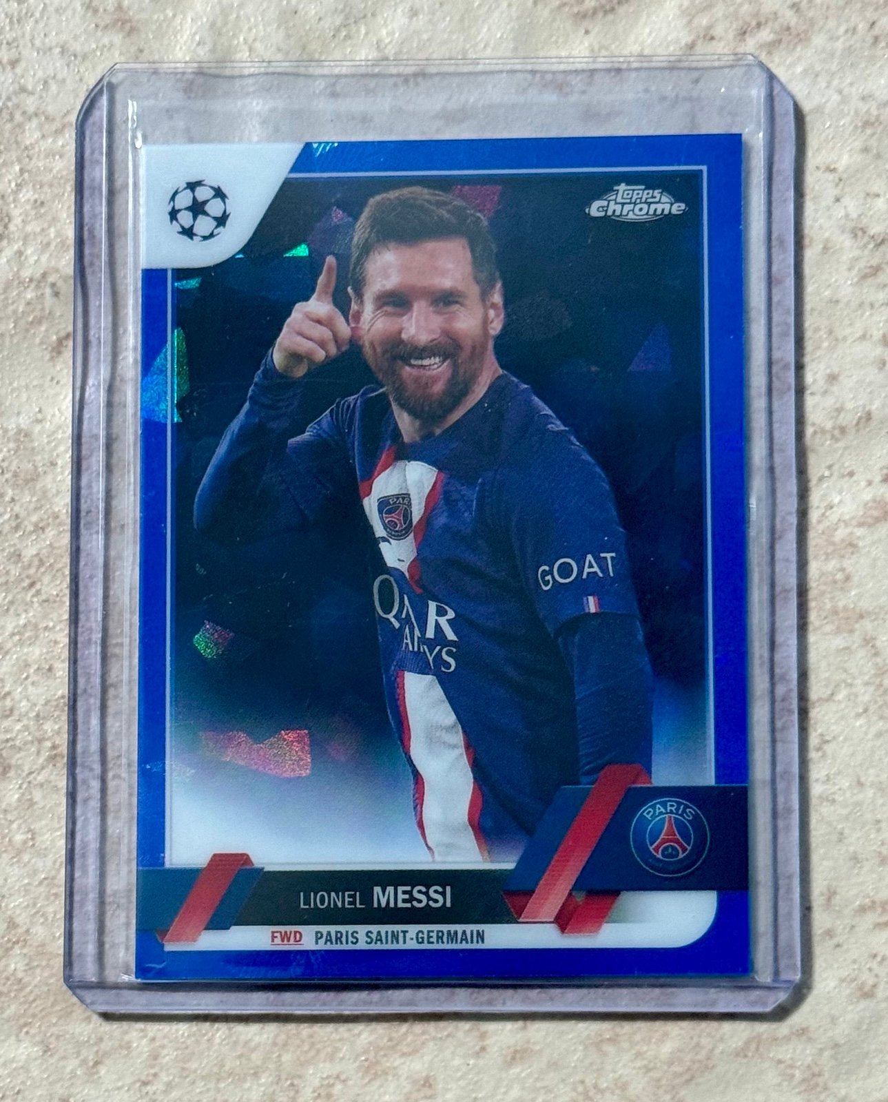 2022-23 Lionel Messi Topps Chrome Sapphire UEFA Image Variation SP #1