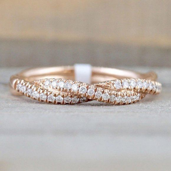 NEW 18K Rose Gold Twisted Wave Knot Ring
