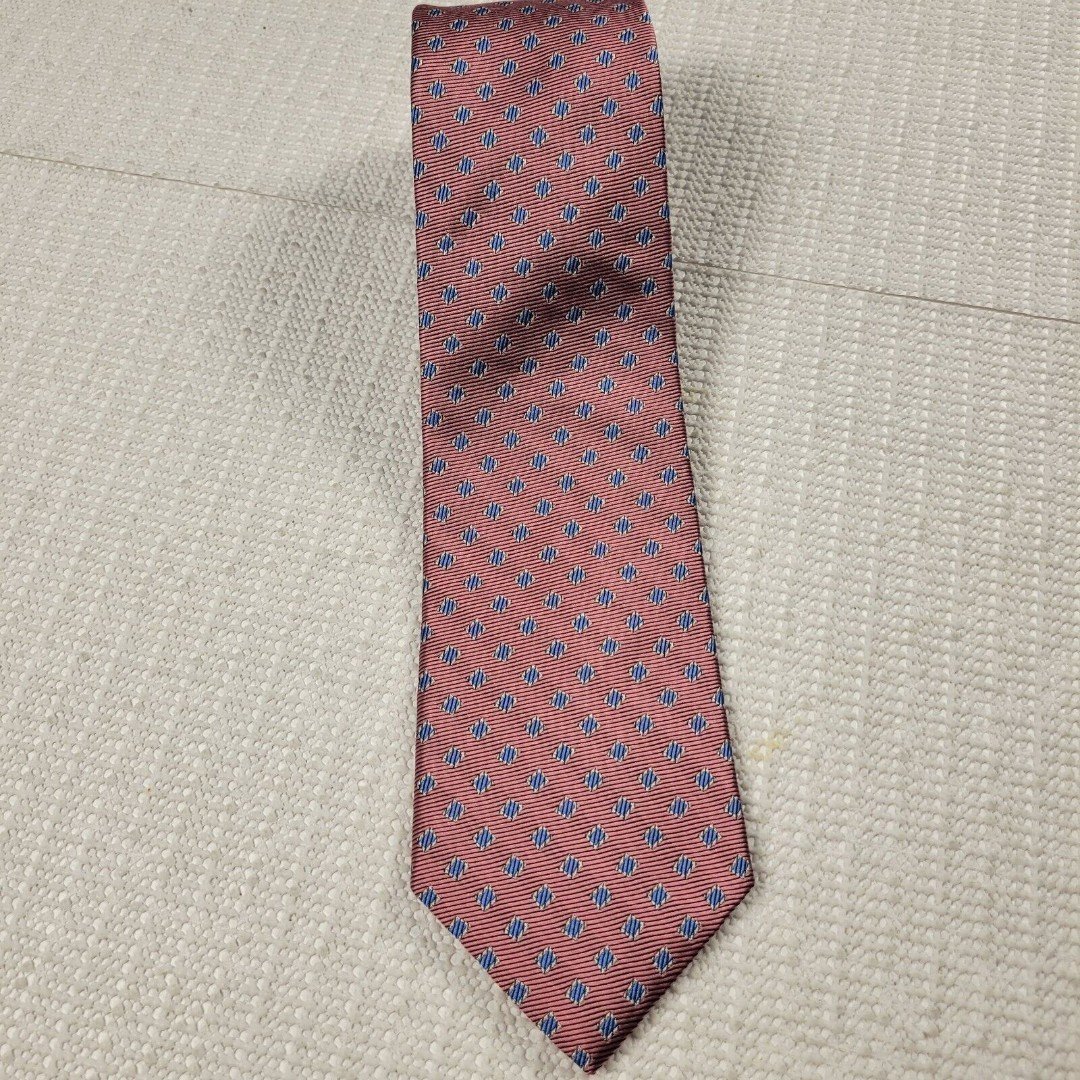 Brooks Brothers 346 Pure Silk Pink Blue Geometric Neck Tie 58x3.5