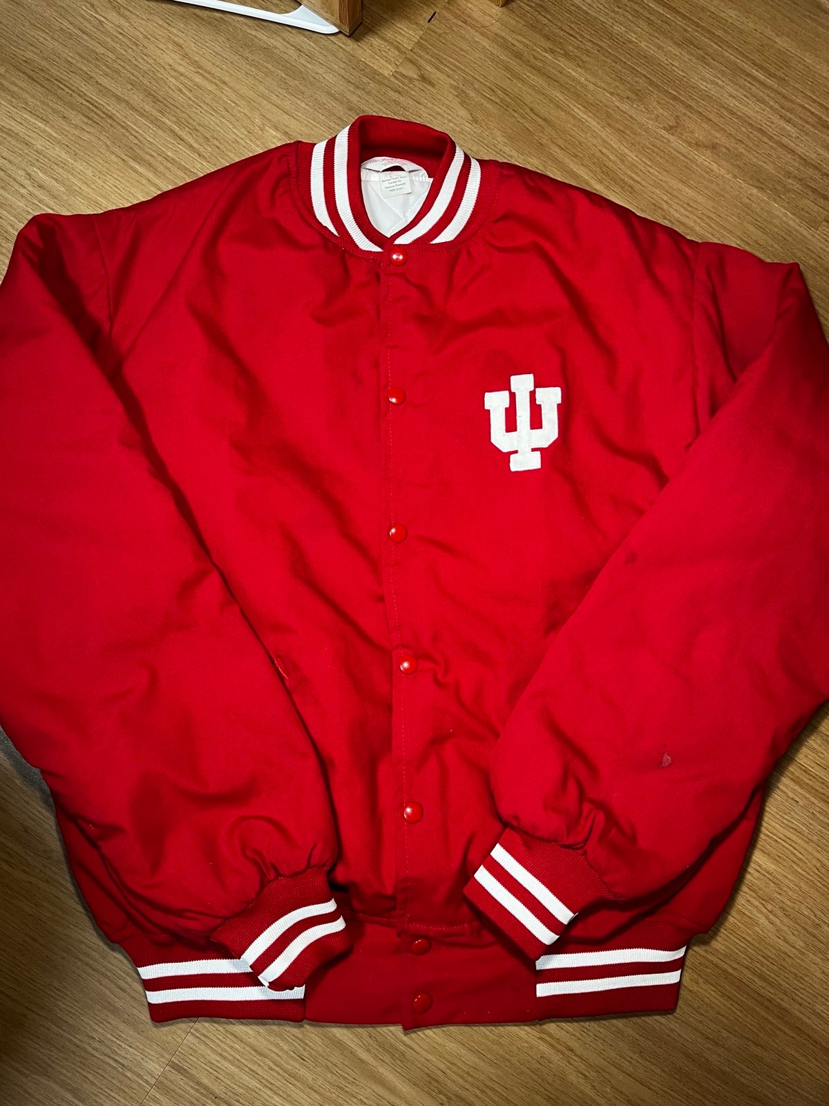 Early 1990s Indiana University Hoosiers Button Up Canvas Jacket Bomber