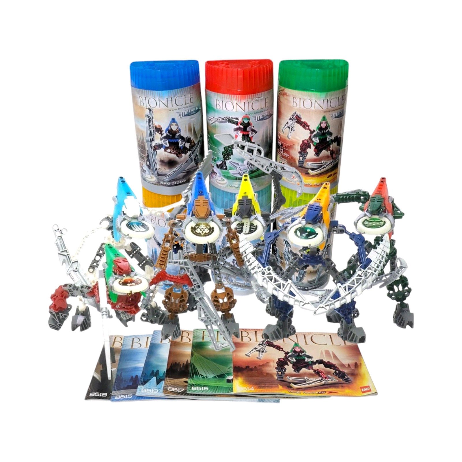 LEGO Bionicle Metru Nui Vahi W/ Canisters & Instructio 8614-8619 Kanohi Disks