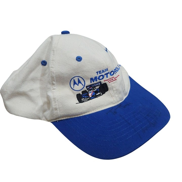 Vintage Michael Andretti Team Motorola Racing Cap Signed Race Car Driver Indycar
