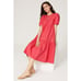 Peter Som Pink Puff Sleeve Tiered Puff Sleeve Poplin Midi Dress Size 4
