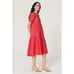 Peter Som Pink Puff Sleeve Tiered Puff Sleeve Poplin Midi Dress Size 4