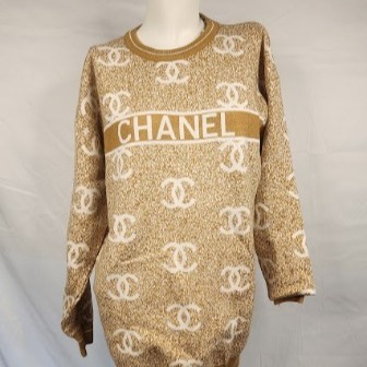 BNWT Tan/White Speckled Long Sleeve Sweater Tunic (Large) #987