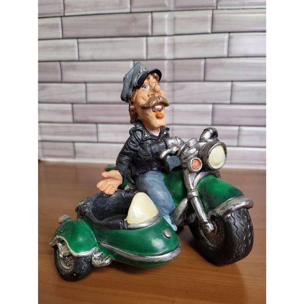 Green Motorcycle Garden Statue
