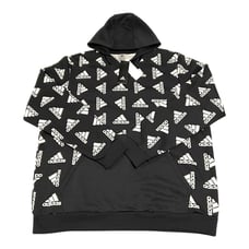 Adidas Hoodie All Over Print Fleece XL Black Pullover Sweatshirt NEW 65 MSRP