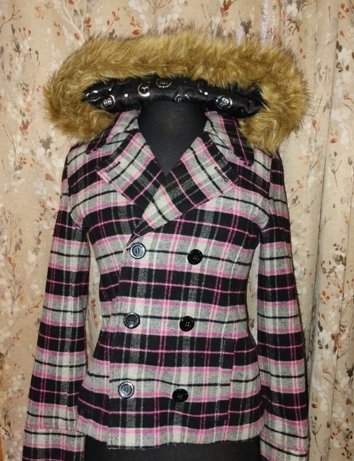 PINK Victoria's Secret Interchangeable Wool Coat size Small/Hood optional