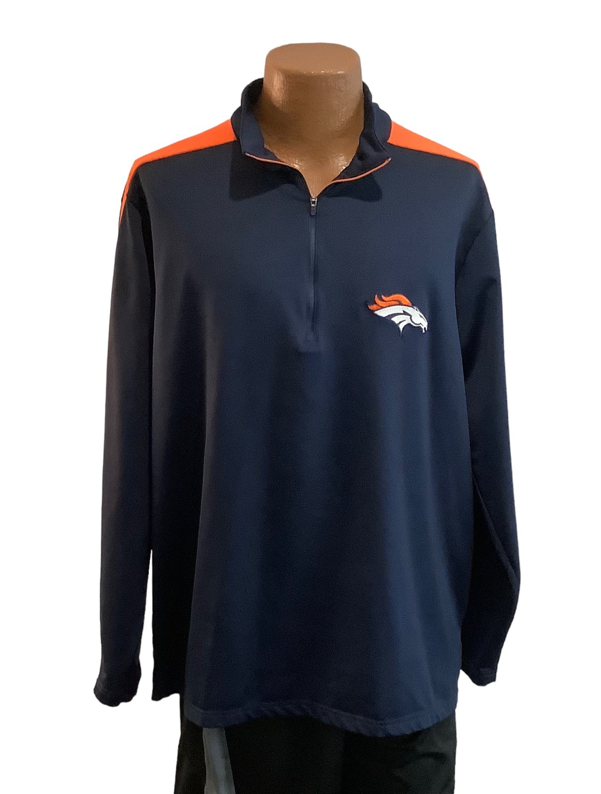 Antigua Denver Broncos Mens Pullover Top Size L 1/4 Zip Blue
