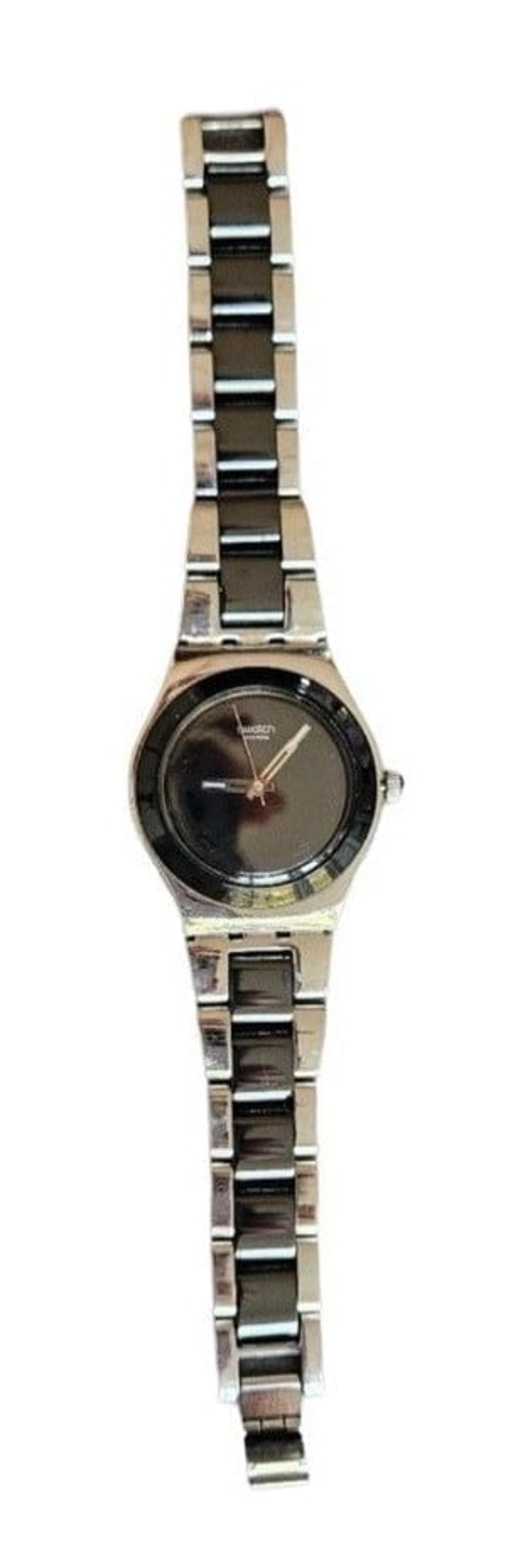 Swatch Watch - Vintage "Irony" Black Ceramic & Stainless Steel Watch - Men/Women