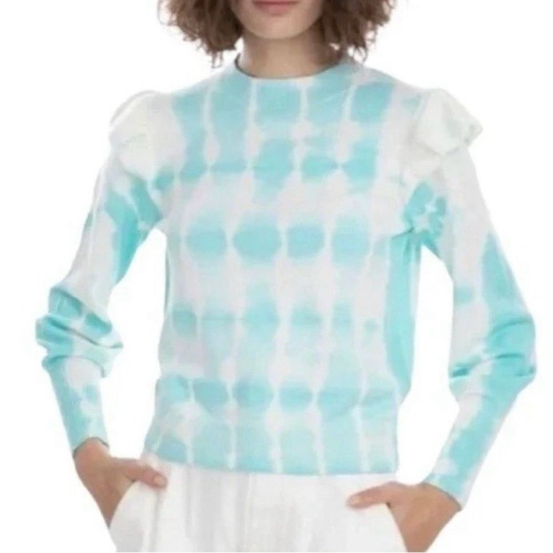 NWT Generation Love Revolve Colette Tie Dye Ruffle Shoulder Silk Blend Sweater L