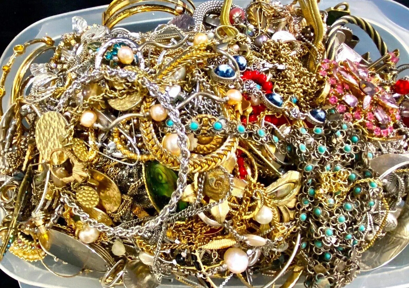 3 Lbs Pound Unsorted Huge Lot Jewelry Vintage New Junk w/ Wear Resell Tangled In
