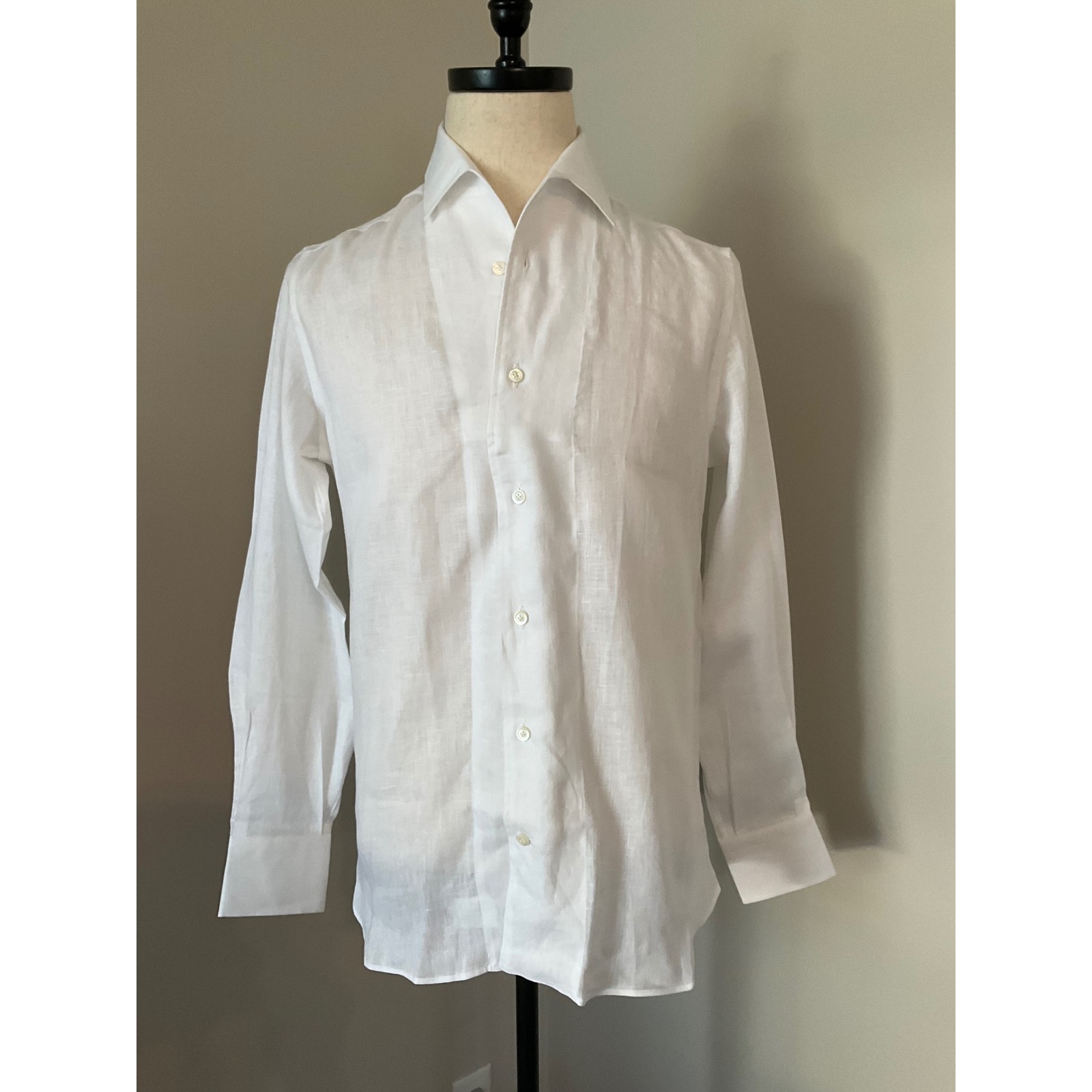 CORDONE 1956 Linen Shirt Italian Made Long Sleeve Dress Shirt 15 1/2