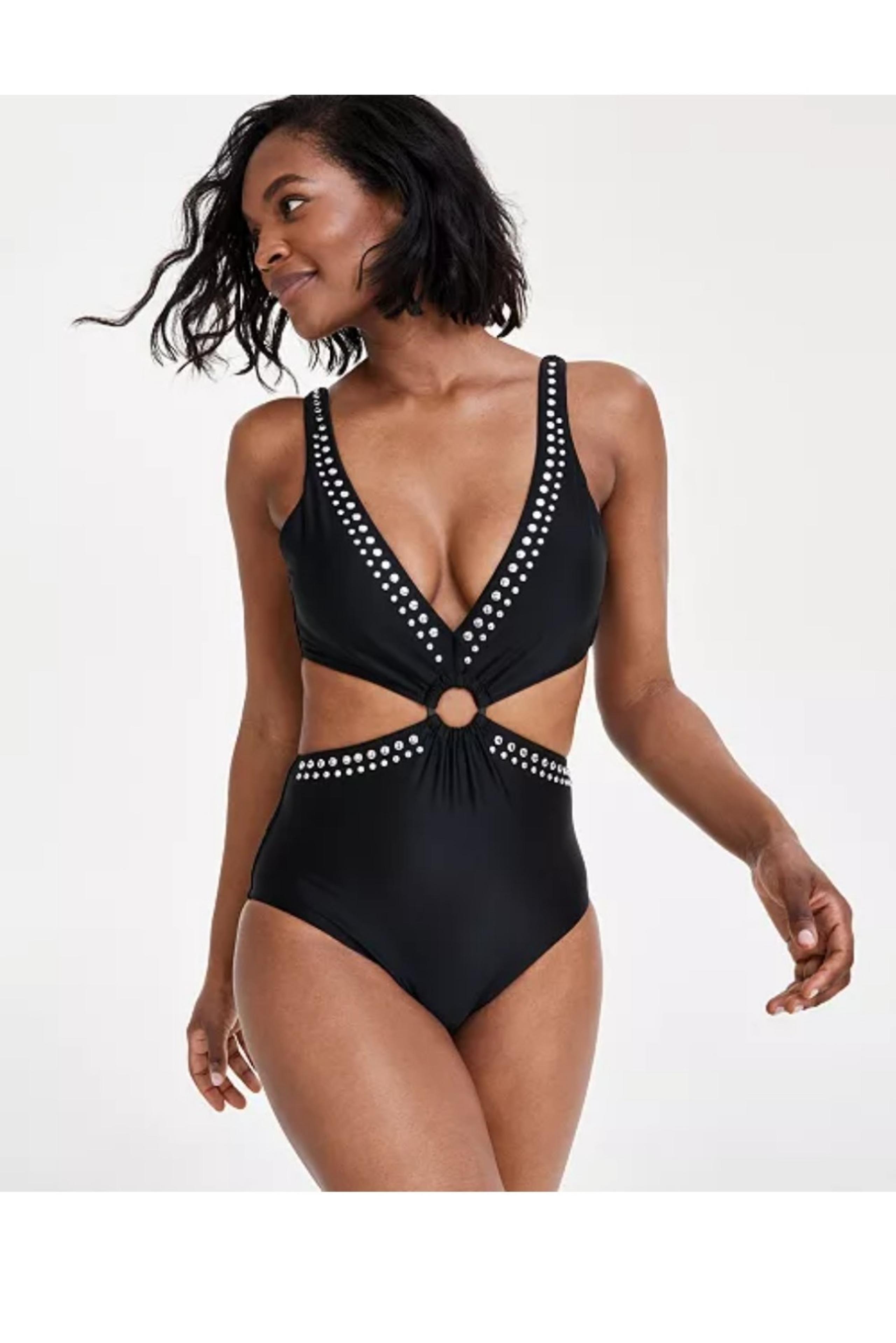 Nwt bar III 3 Women's Tell Me About It Stud One-Piece Swimsuit monikini