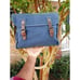 Vtg Dirty Blue Canvas Leather Detail Messenger/ Crossbody Bag.