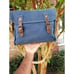 Vtg Dirty Blue Canvas Leather Detail Messenger/ Crossbody Bag.