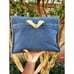 Vtg Dirty Blue Canvas Leather Detail Messenger/ Crossbody Bag.