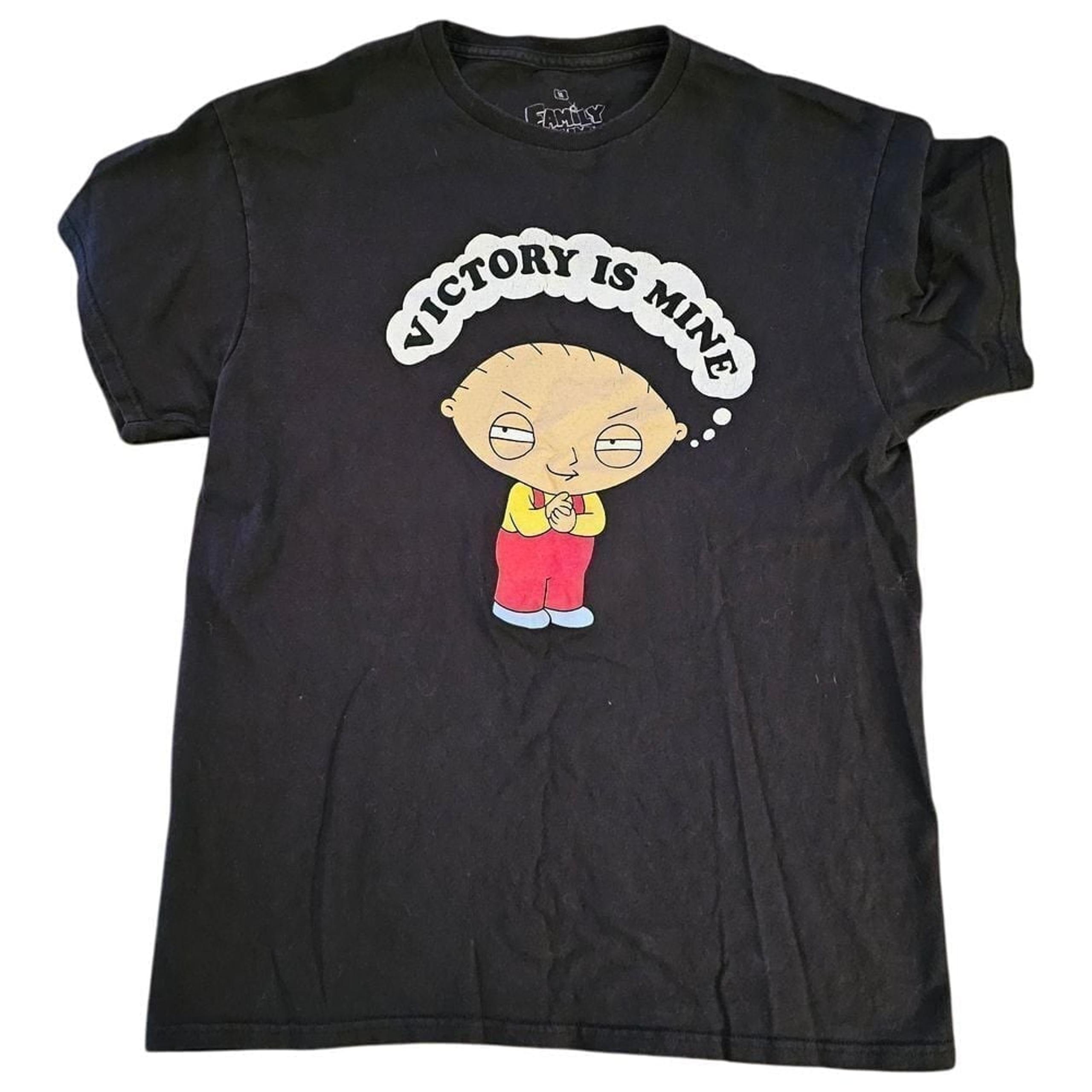 Family Guy Stewie Griffin 'Victory is Mine' Graphic Tee Black Cotton Casual Tee