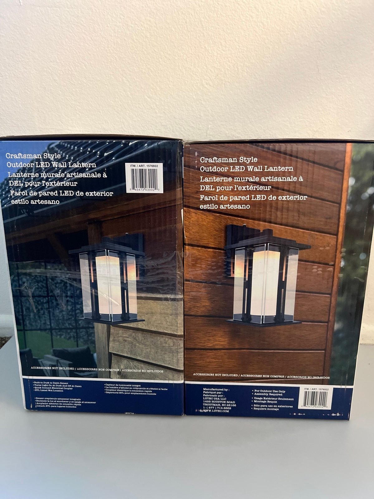 2* NEW Lutec Craftsman Style Outdoor (Dusk Dawn) LED Wall Lantern Porch Exterior