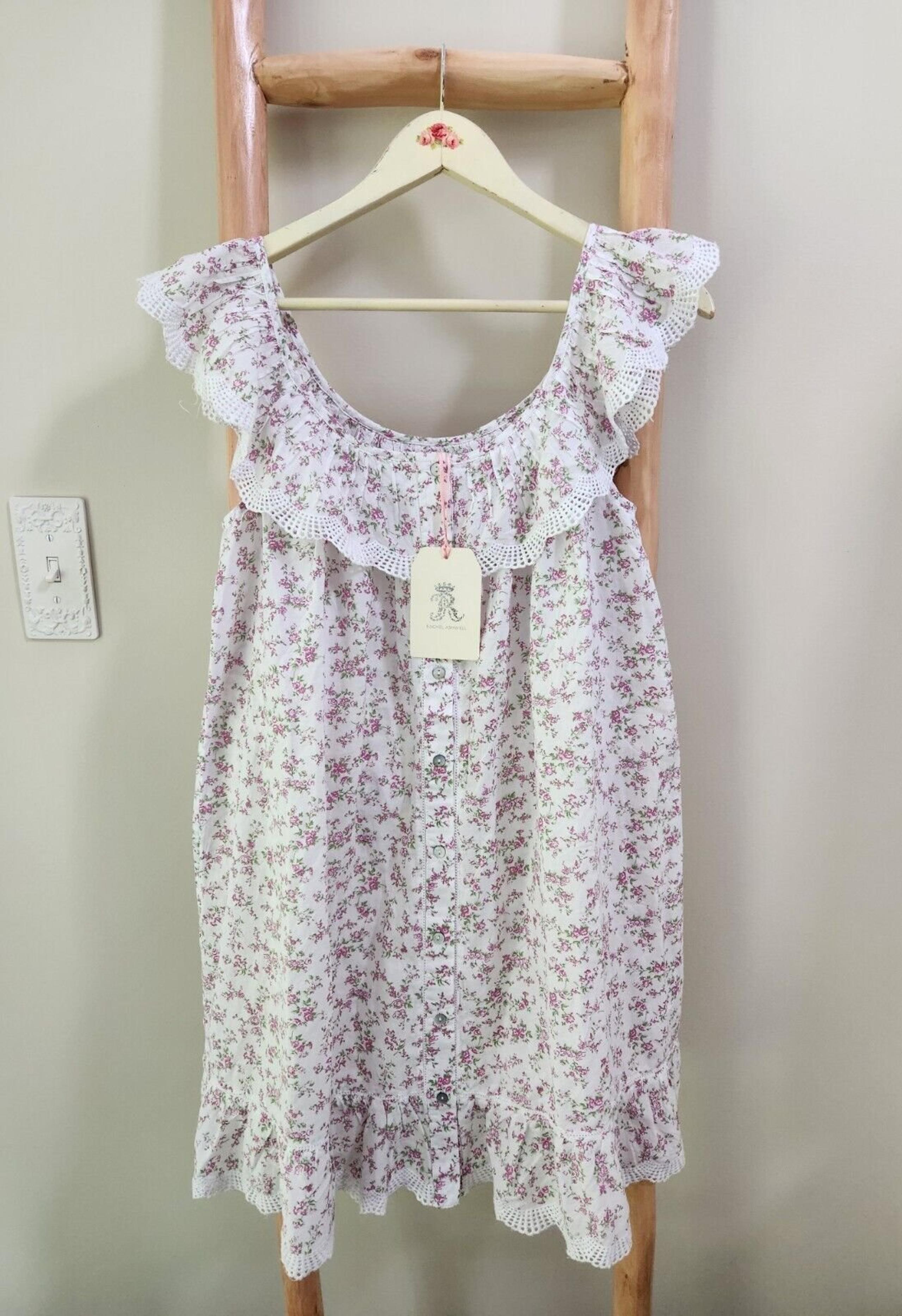 NWT RACHEL ASHWELL SMALL SHABBY CHIC LILAC FLORAL NIGHTGOWN