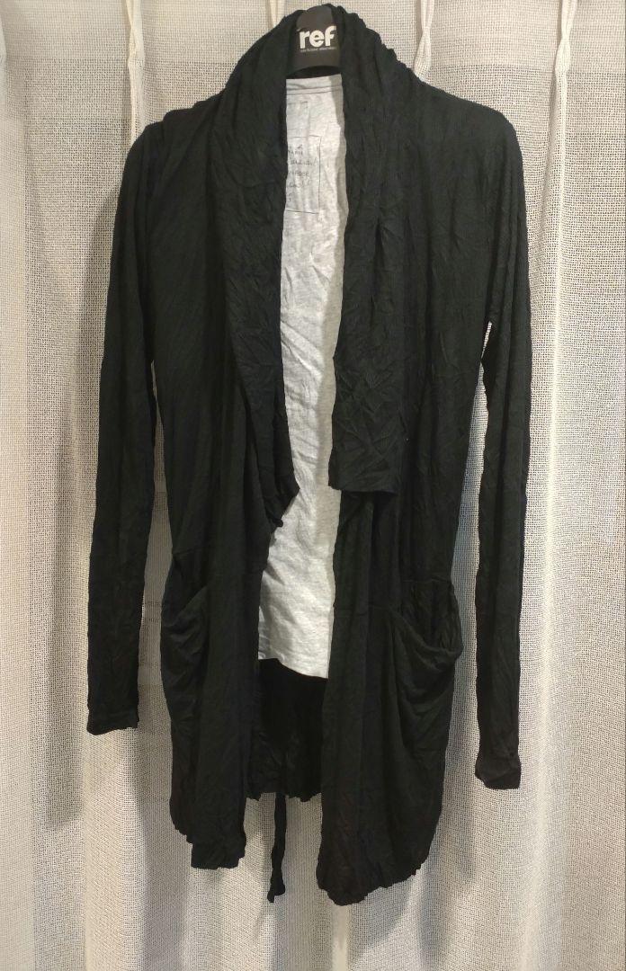【TORNADO MART】Fake Stole Long Cardigan Black