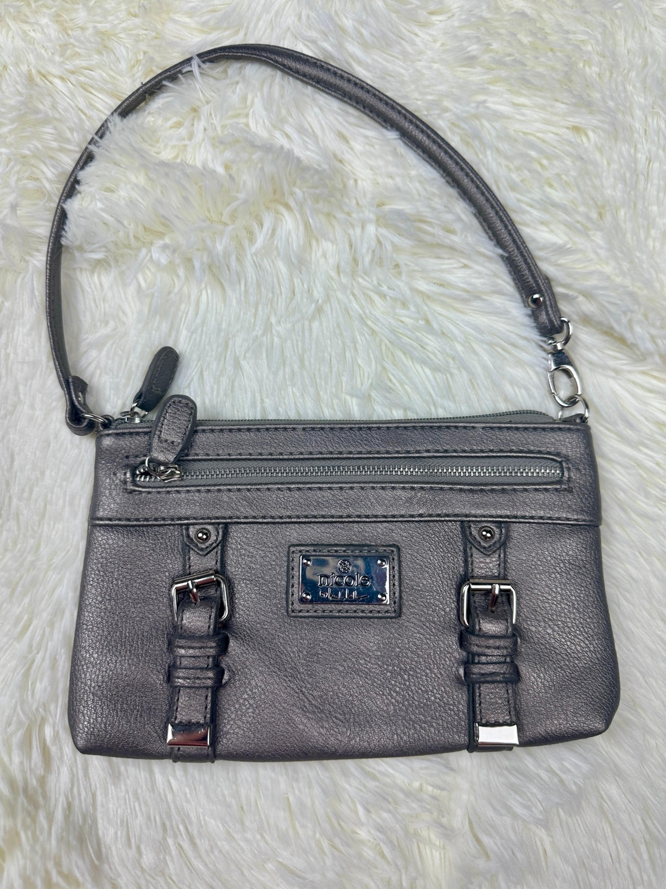 Nicole By Nicole Miller Clutch Purse With Wrist Strap Gray multi card slots