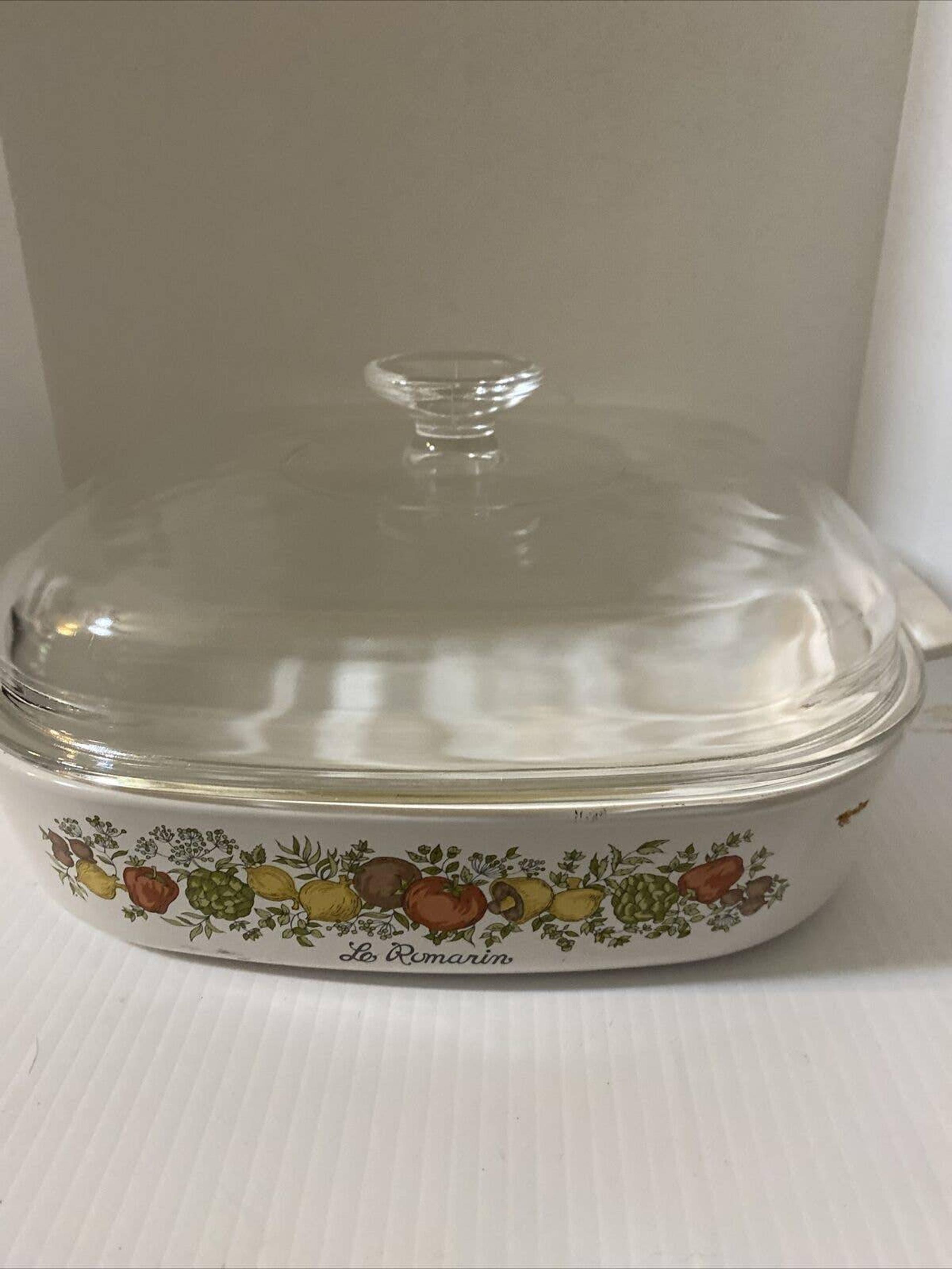 Spice Life Le Romarin Square Corning Ware Casserole Dish A-10-B Pyrex Lid A12C