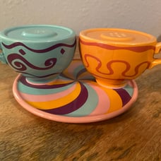 Disney Parks Mad Tea Party Teacup Ride Cup Saucer Salt & Pepper Shaker Set