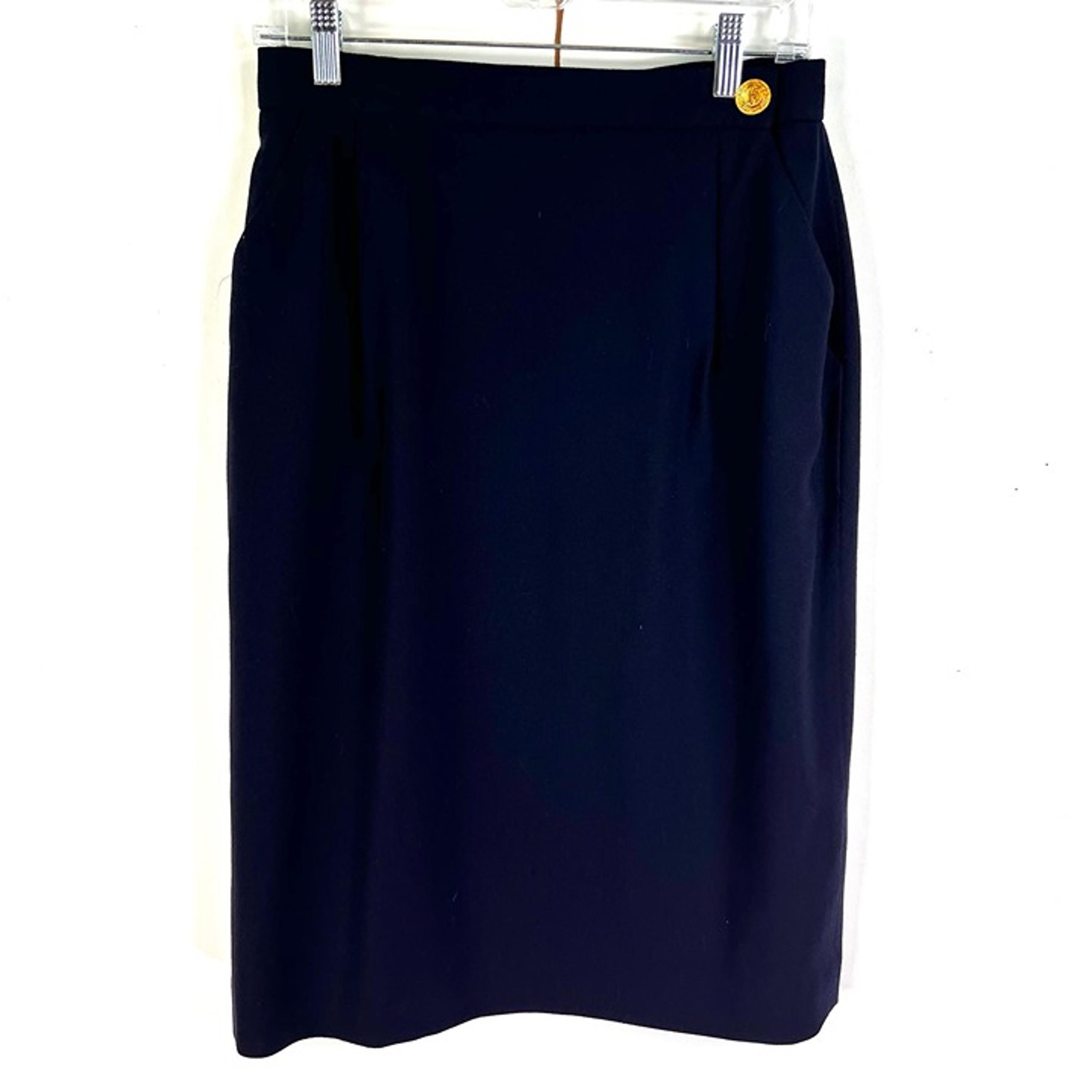 J H Collectibles A Line Wool Lined Skirt Womens Size 12 Blue Pockets Zip Button