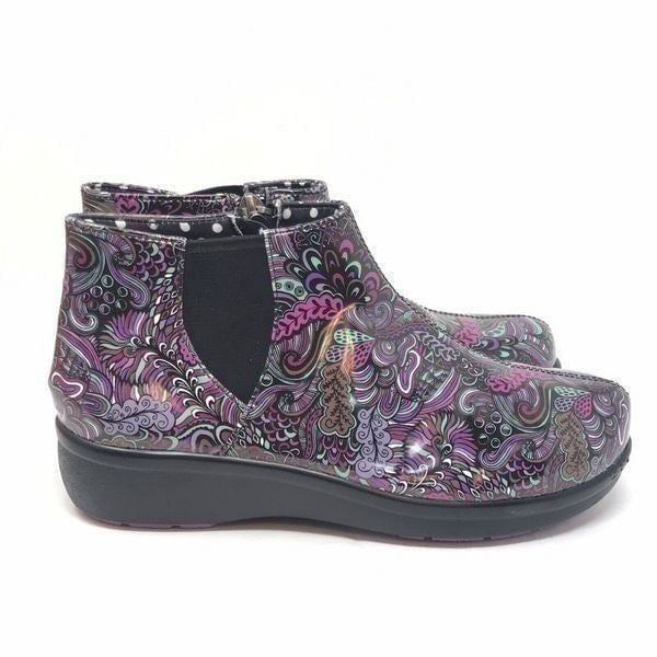 Alegria Womens Size 35 5-5.5 Climatease Whack a Doodle Purple Floral Booties