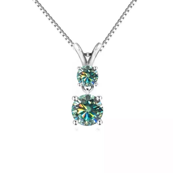 S925 1.5CT Blue Moissanite pendant, GRA Certified