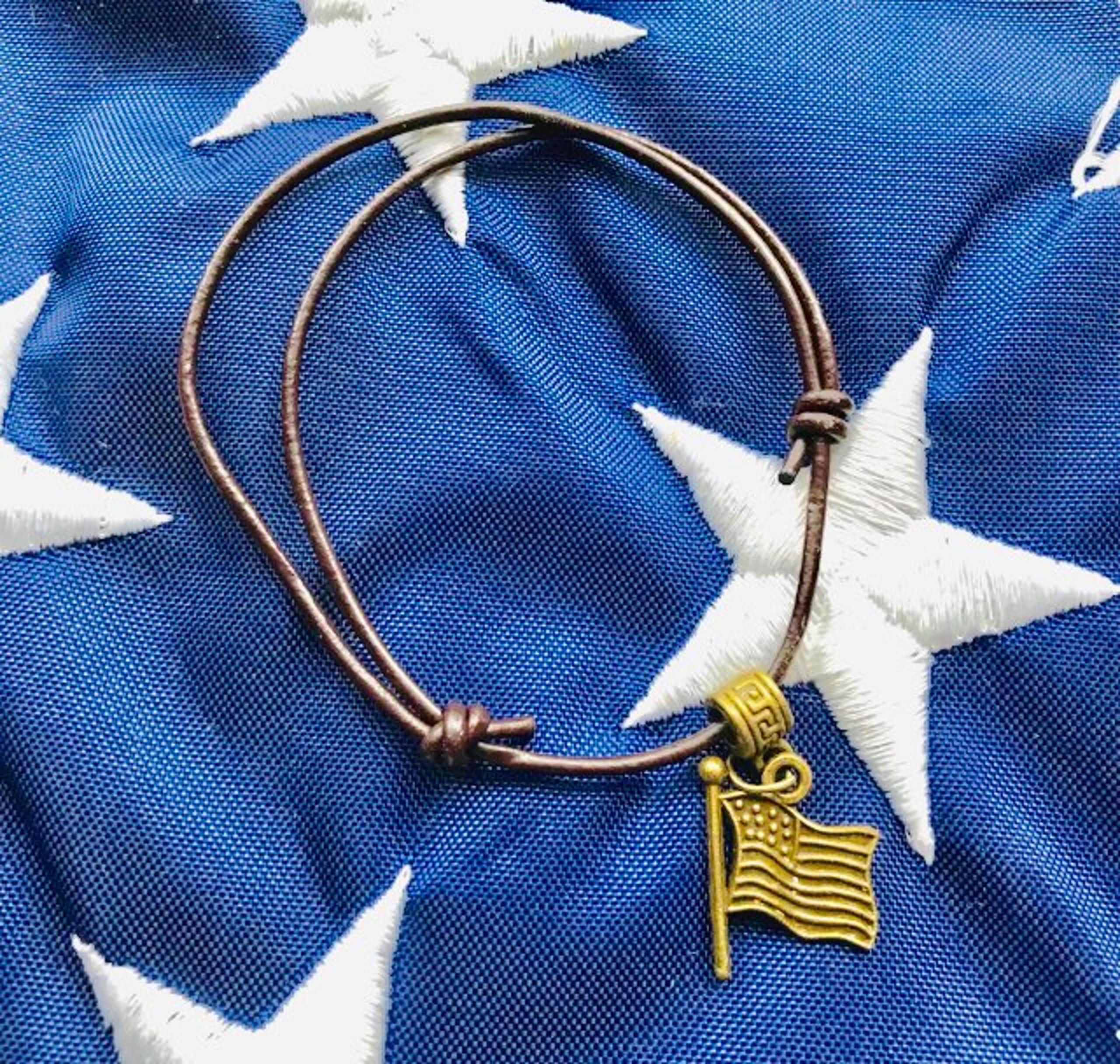 NWT Brown American Flag Bracelet