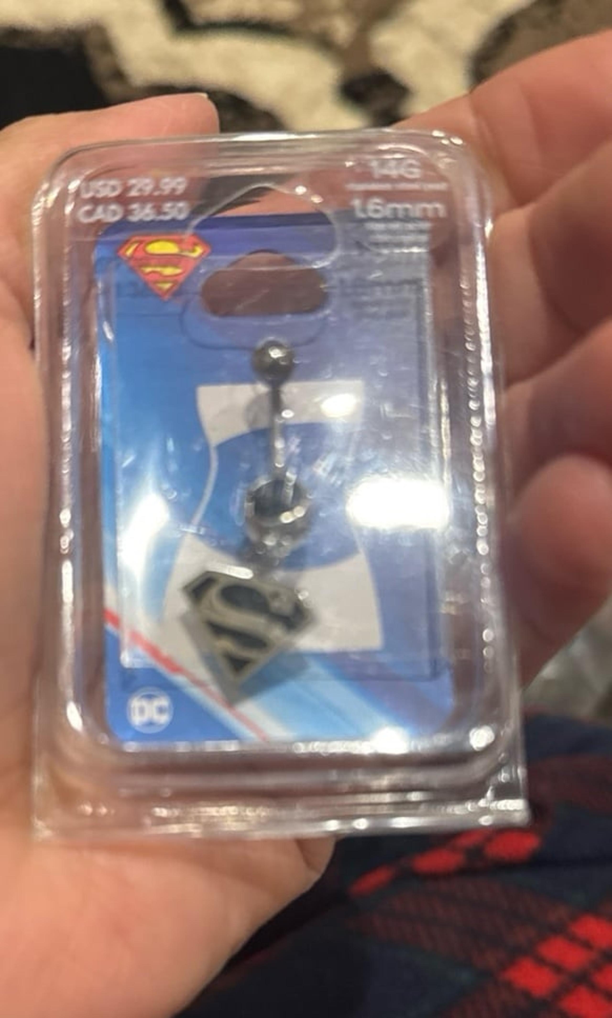 DC Comics™ Superman™ Stainless Steel Logo 14G Belly Bar New