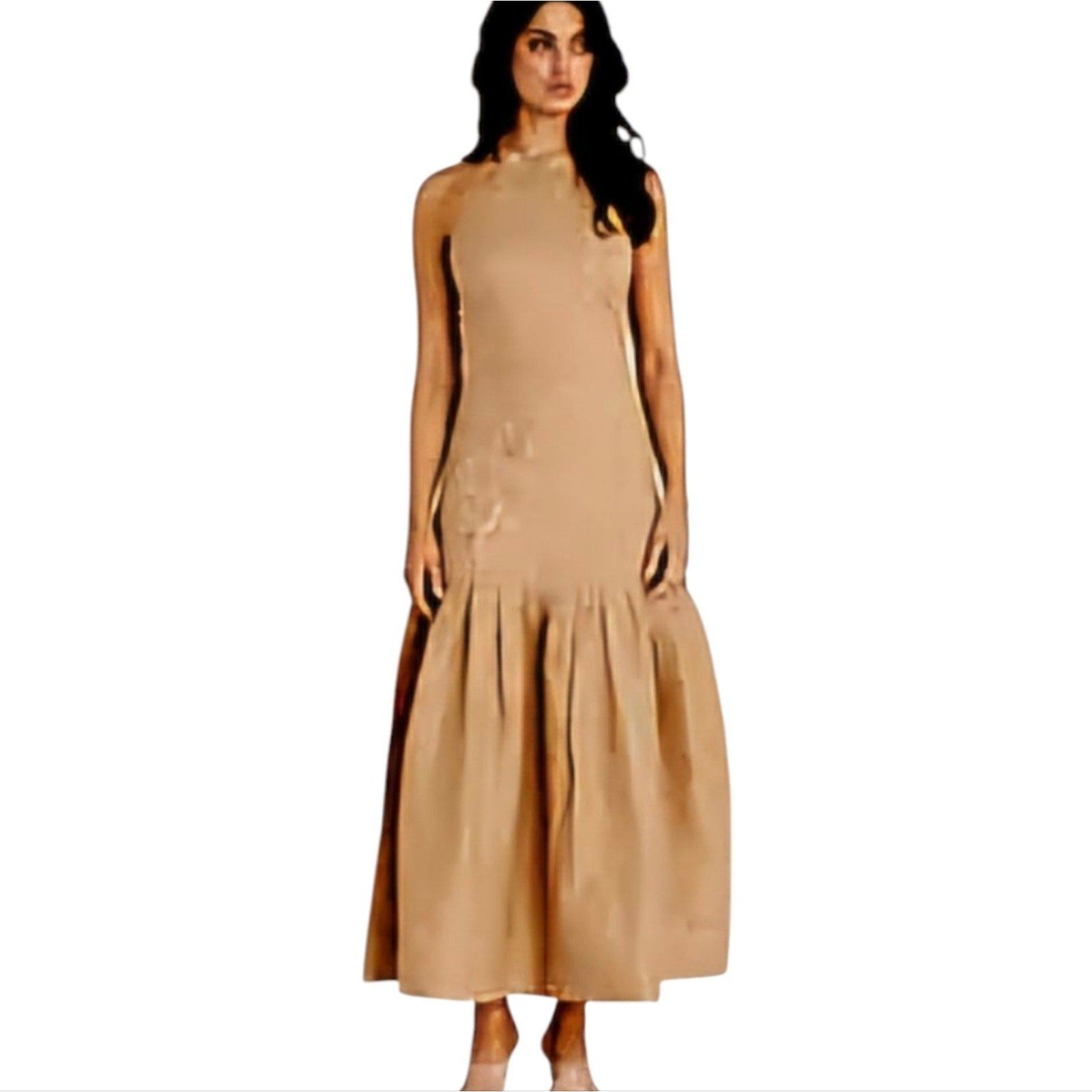 Aqua BLU Australia Caramel Carmen Embroidered Halter Maxi Dress SIZE 6 New