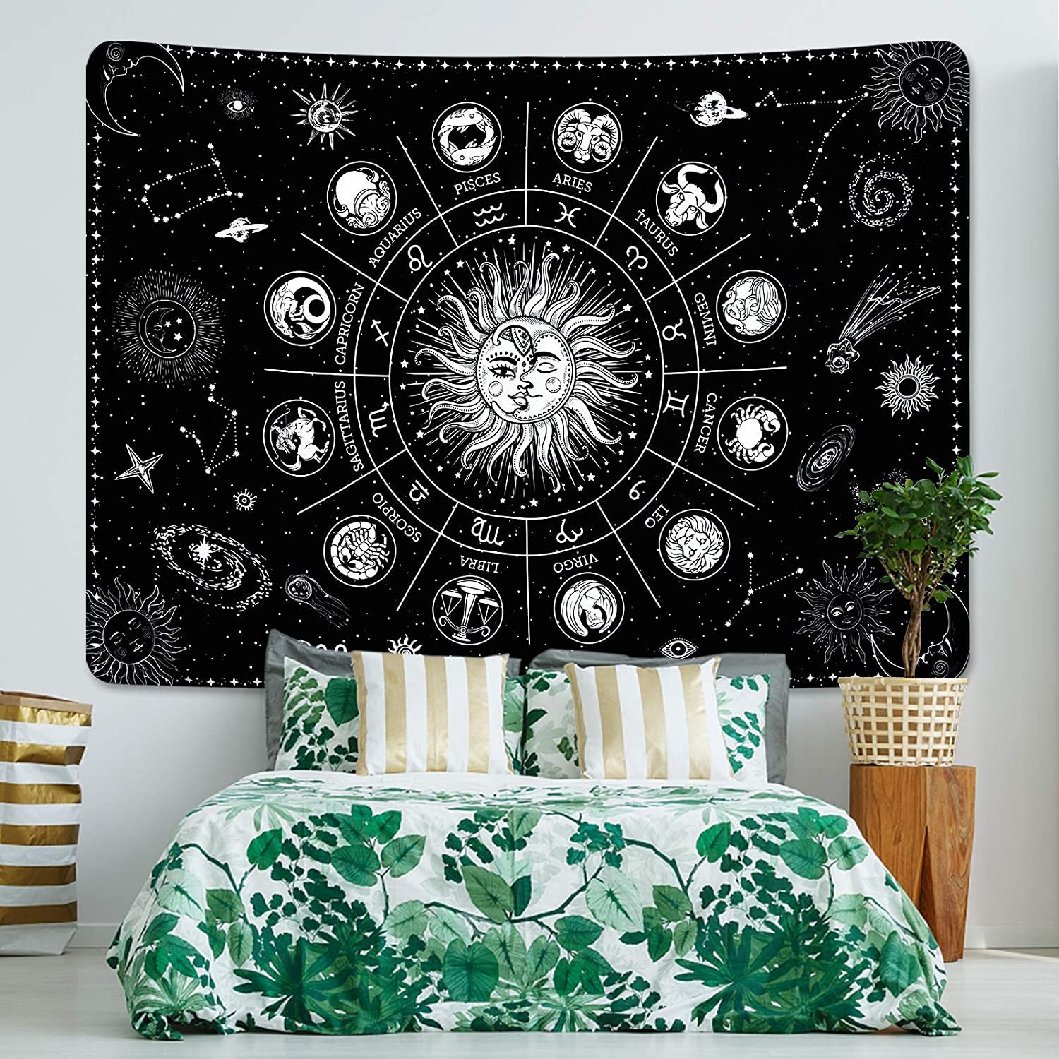 Black Stars Tapestry Wall Hanging