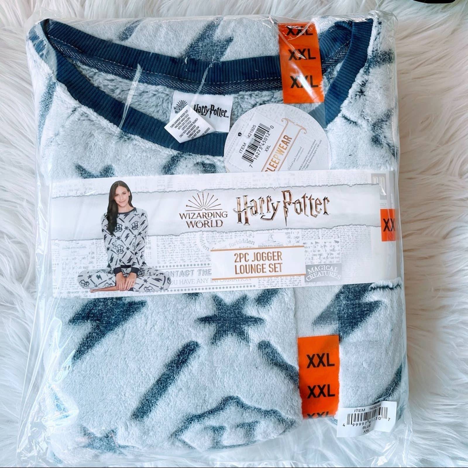 Harry Potter Lounge Set Blue Cozy Soft Fleece PJ XXL
