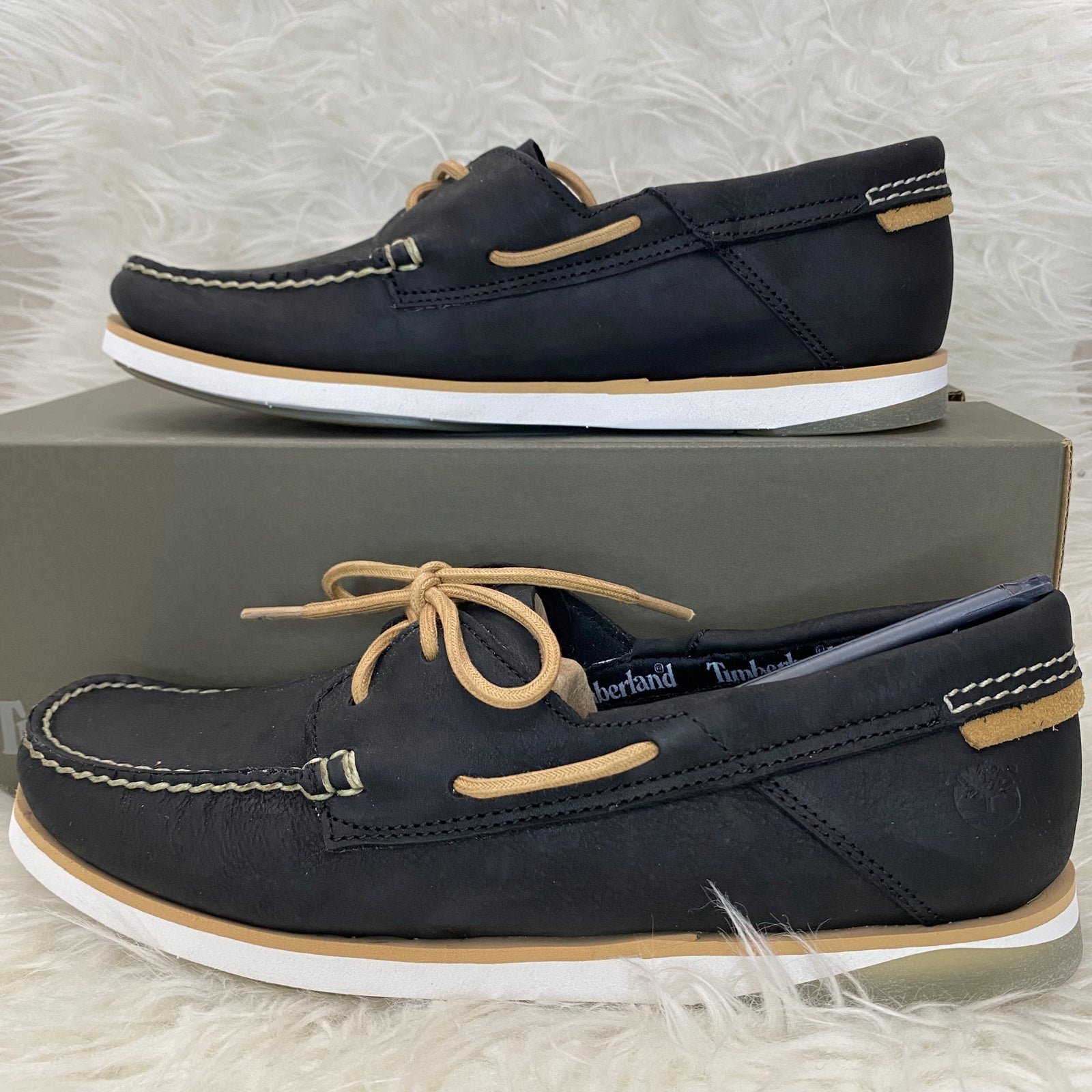 Brand New Timberland Atlantis Break Boat Shoe Black Full Grain Leather Aduls