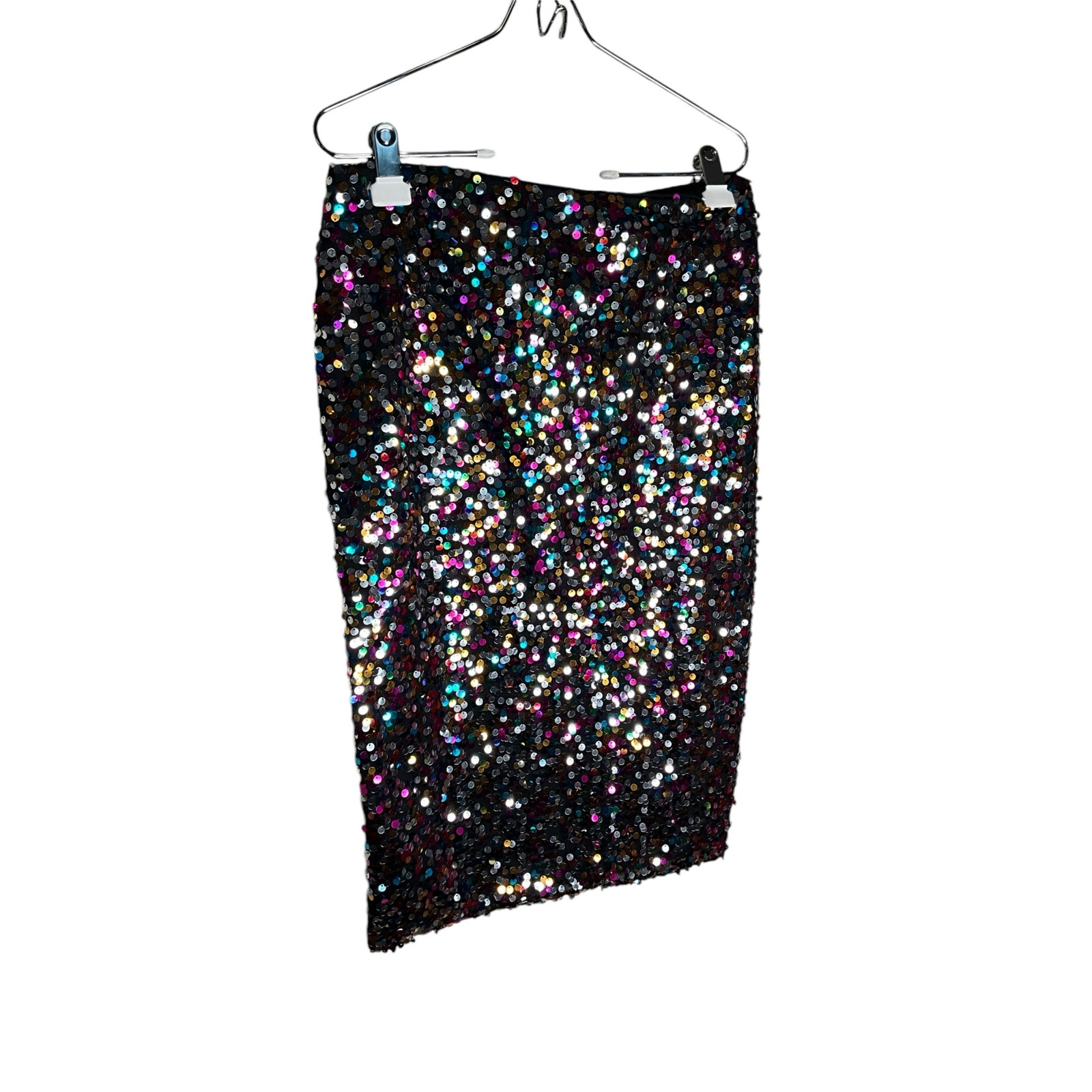 NY & Company Pencil Straight Skirt Lined Beaded Midi Black Womens Medium NWT