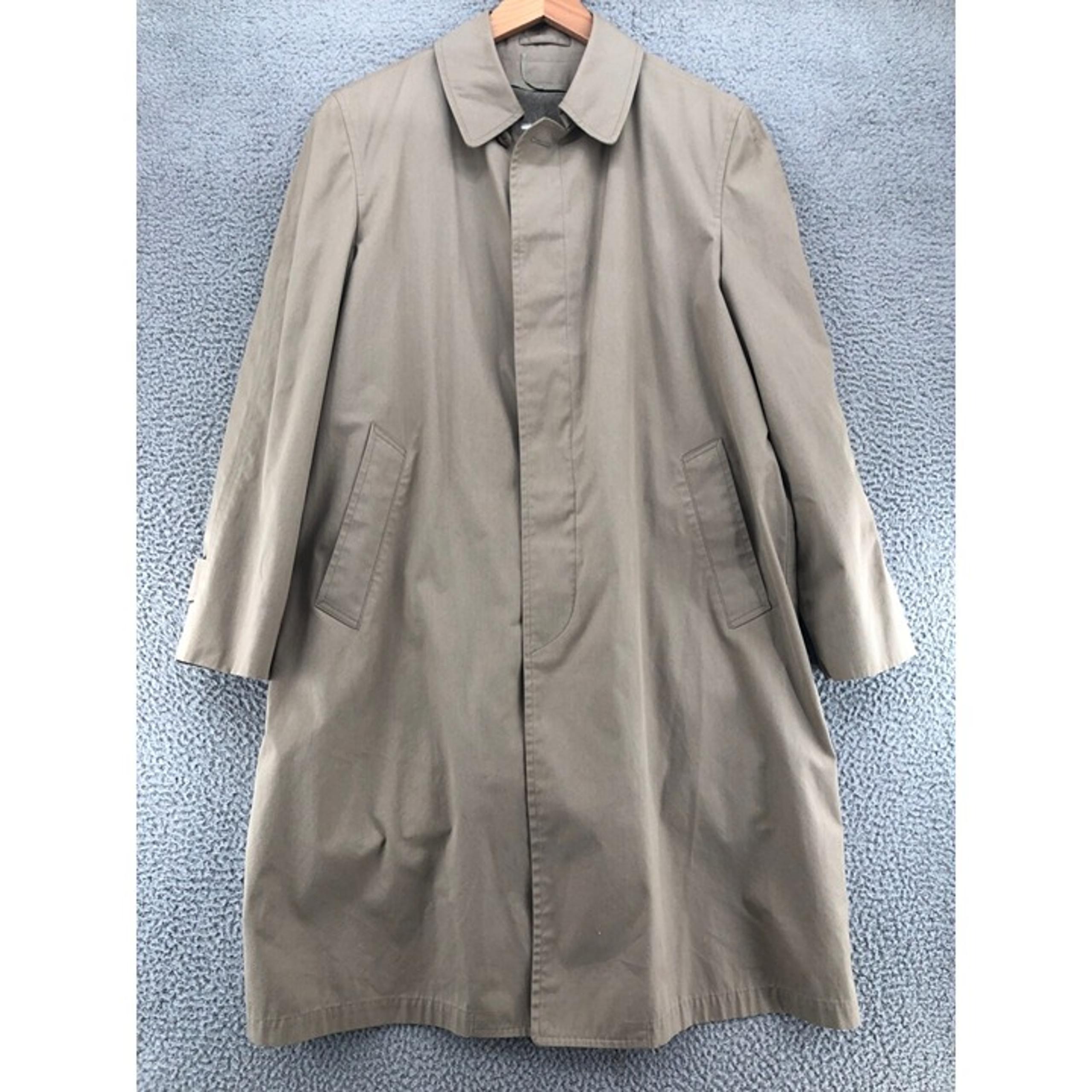 London Fog Coat Men 40 42 R Beige Maincoats Trench Removable Fur Liner Long VTG*