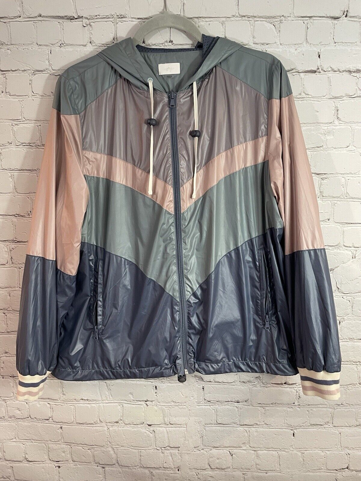 EUC Mother The Sport Breaker Final Lap Windbreaker Jacket Blue/pink size Large