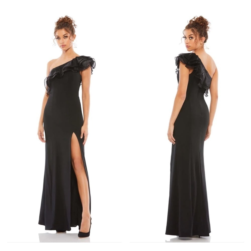 Size 6 Mac Duggal 26372 NWT ONE SHOULDER RUFFLE EVENING GOWN