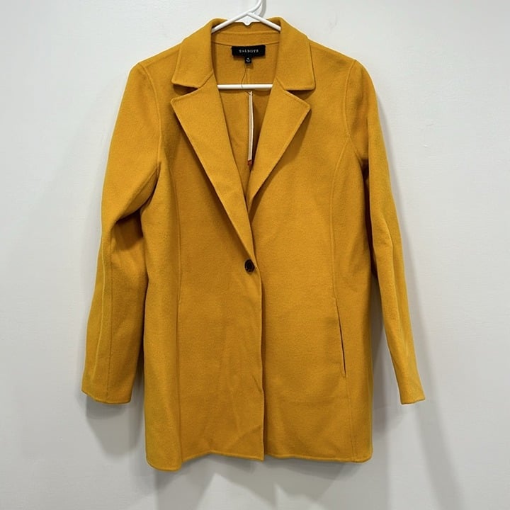 Talbots Womens Double Faced Blazer 6 Yellow Wool Long Line Career Long Sleeve