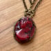 Vintage Pendant Necklace with Red Stone Female Sculpture
